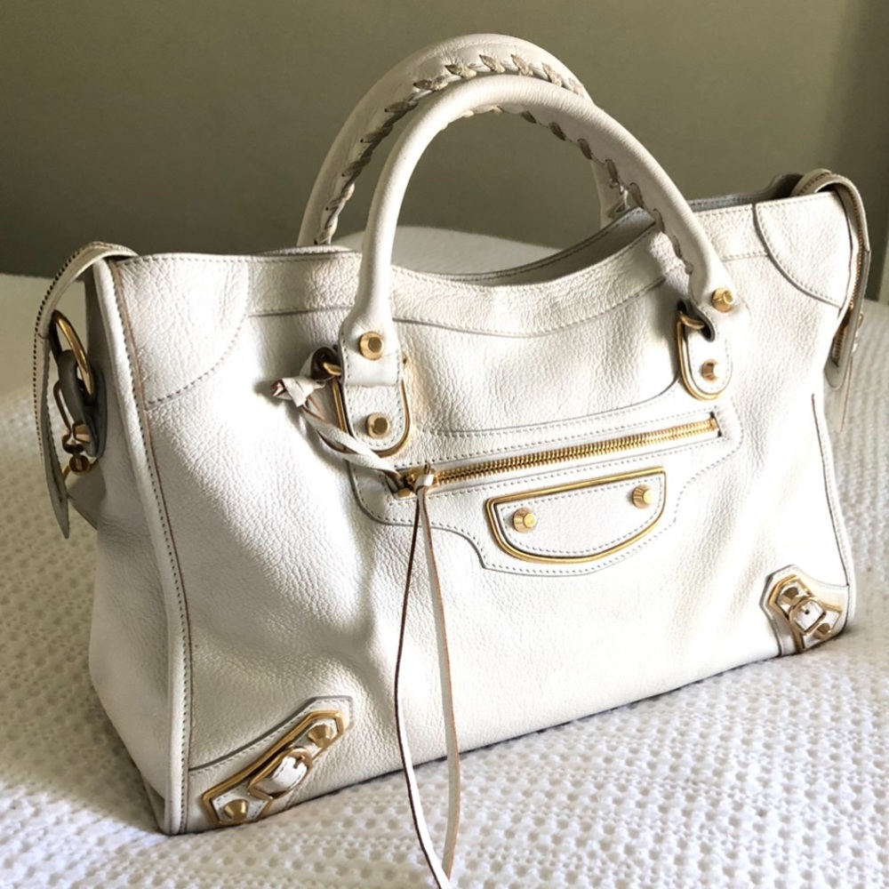 Balenciaga City White Leather Tote
